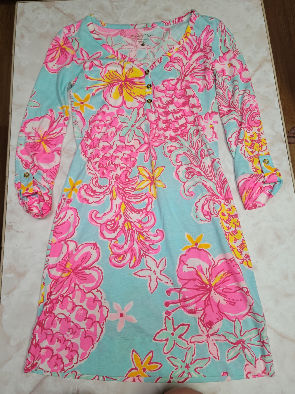 Lilly Pulitzer Palmetto Dress XXS Breakwater Blue Lolita Pima Cotton Floral